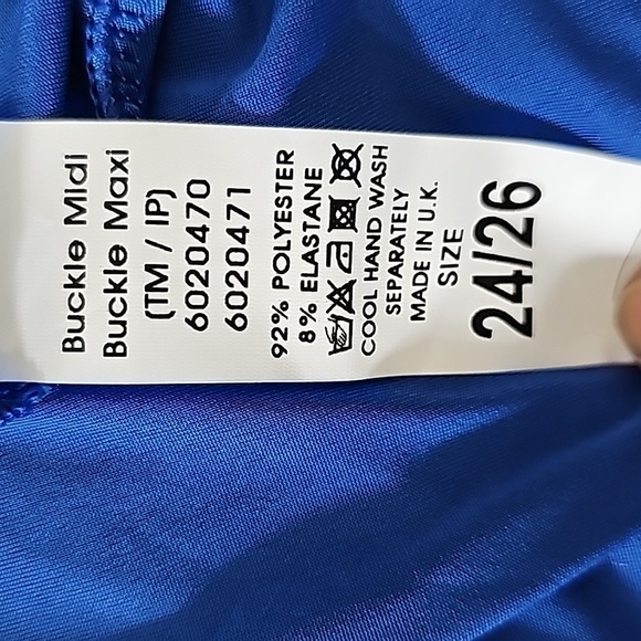 Liquid Royal Blue With Siler Waist Buckle Cocktail Dress Size 24/26 - Picture 6 of 6